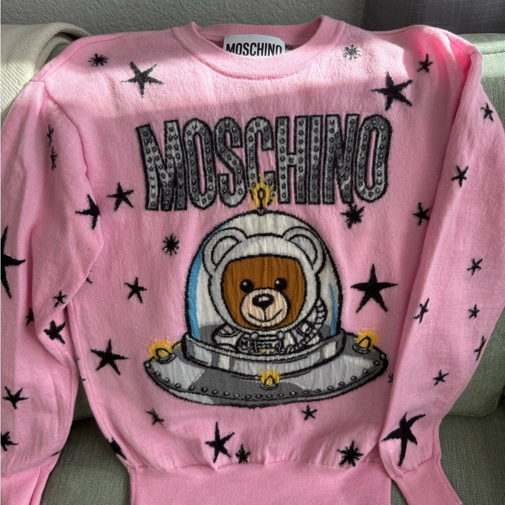 Moschino Pink Sweater with Bear and Stars